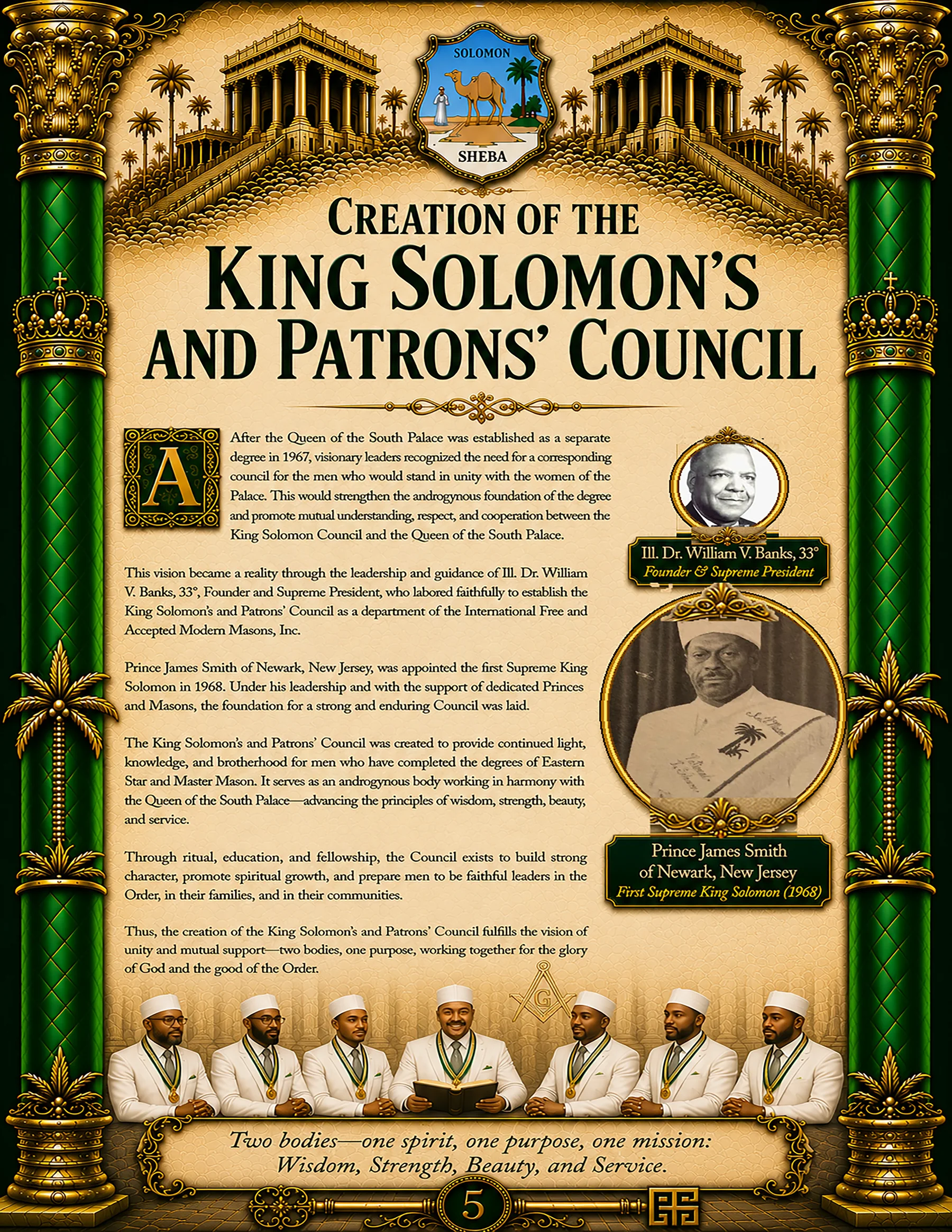 Creation of the King Solomon's and Patrons' Council historical presentation